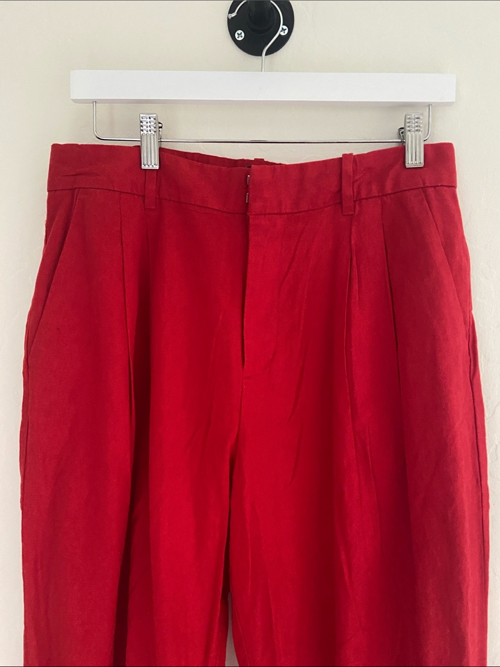 GAP | Red “365” High-Rise Linen-Blend Trousers Size 10P - Picture 5 of 7